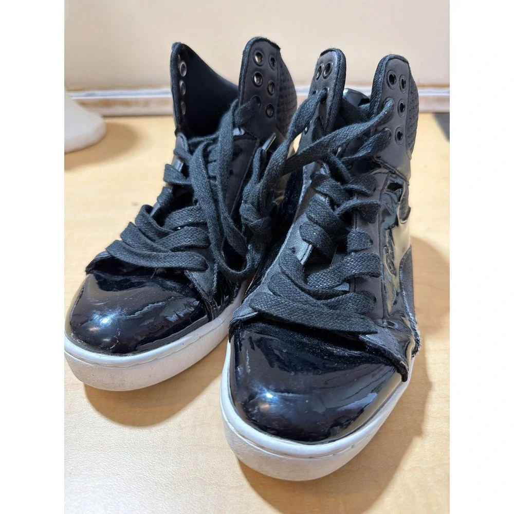 Pastry Glam Pie Black Patent Glitter High Top Dance Sneakers Womens 6.5 PA151000